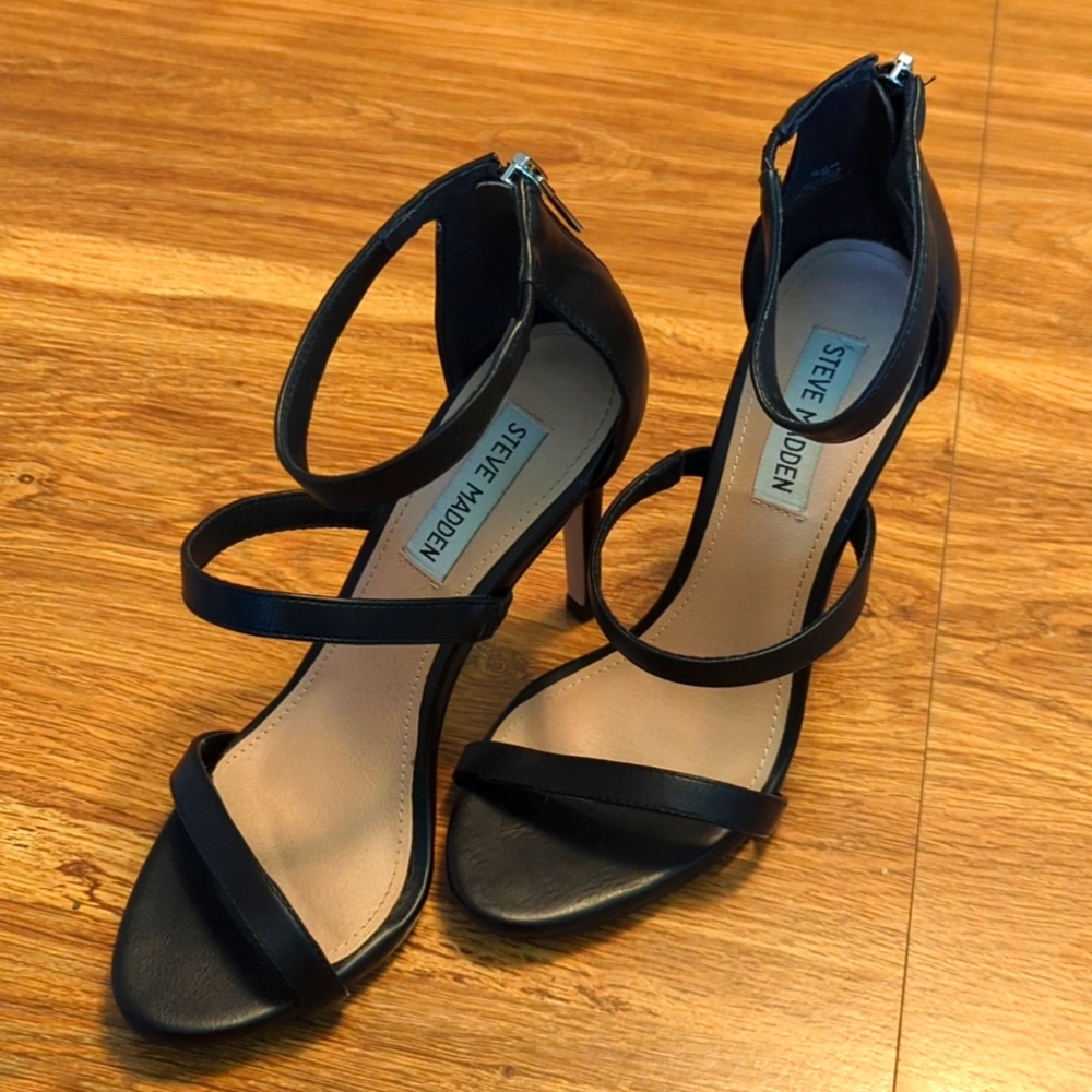 Steve Madden Black Strappy Heels